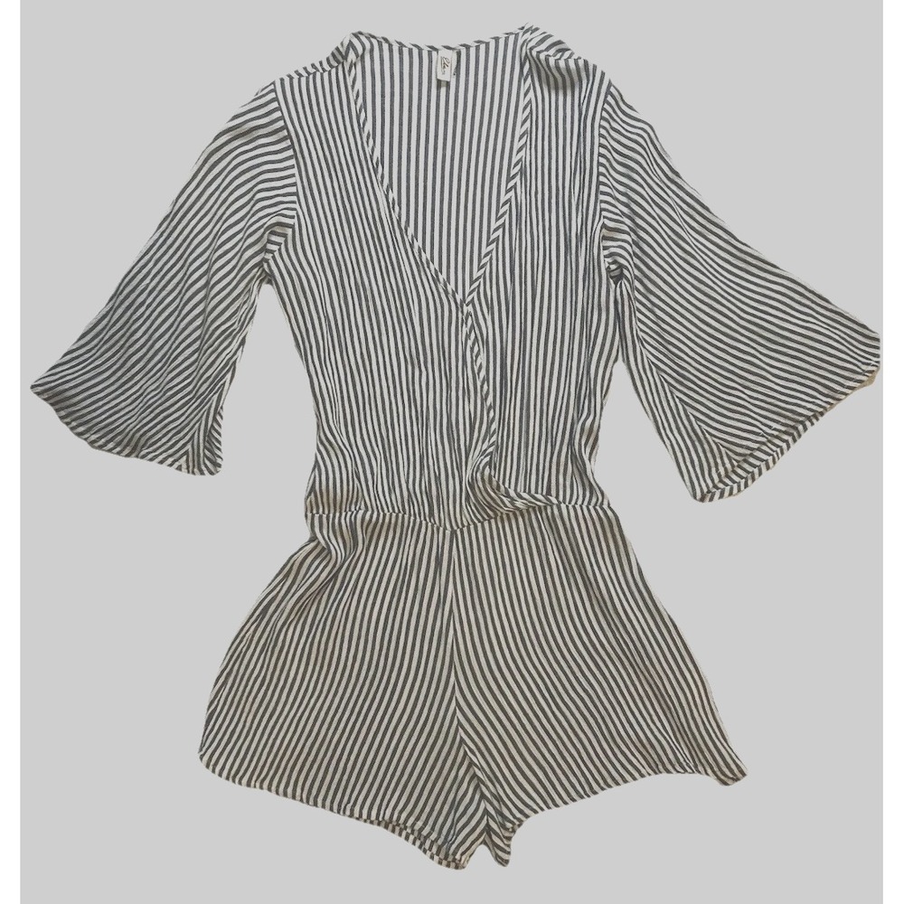 Elan - Striped Cover Up - Women's SMALL Romper‎ Gray & White - One Piece CRUISE